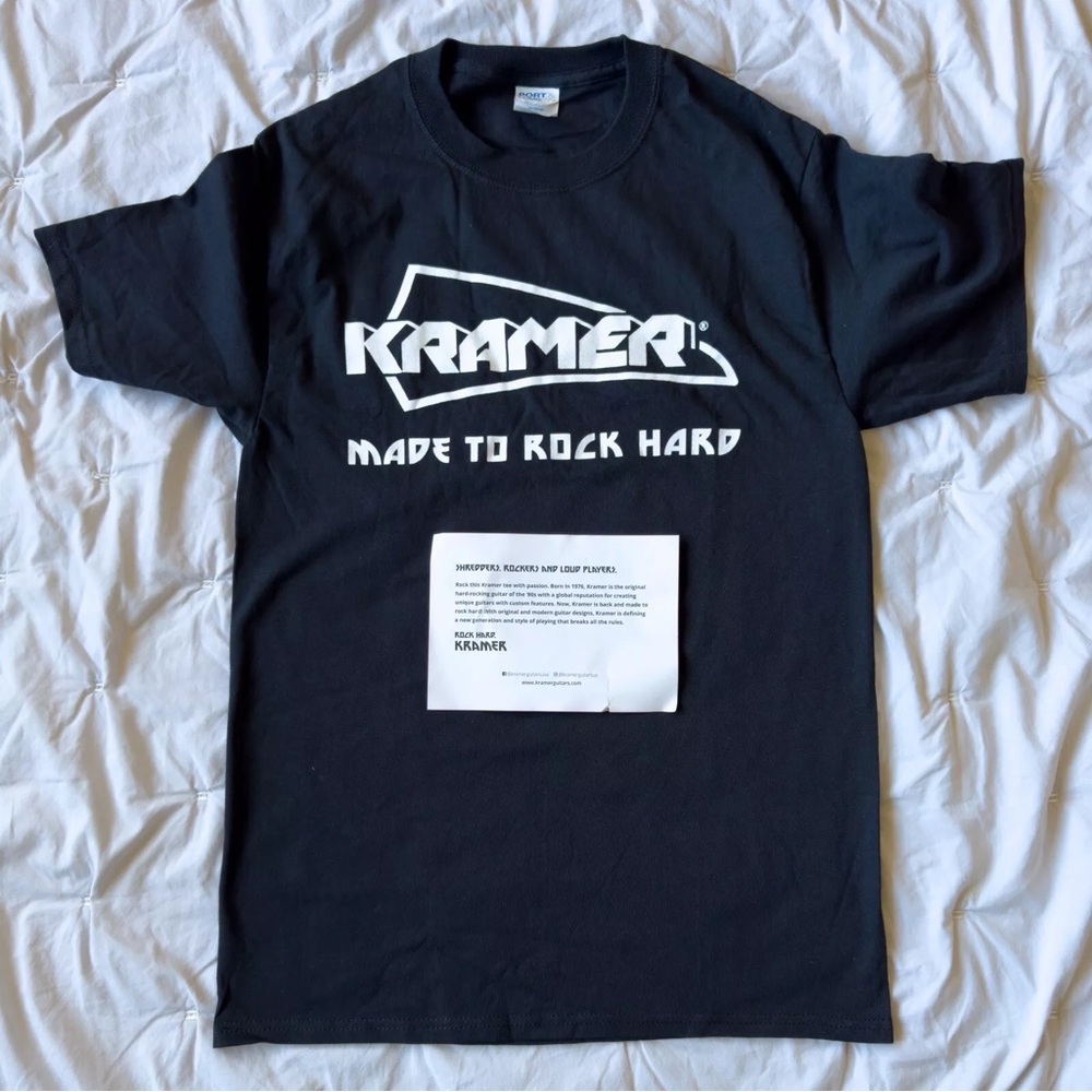 Brand New Official Small Kramer Guitar T-Shirt Promo Card Black Shirt